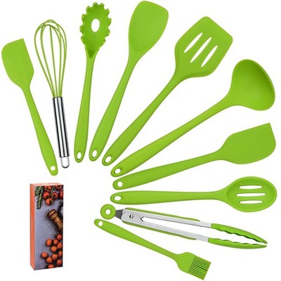 COVVY Home Silicone Kitchen Utensils Set(10 Piece) Heat Resistant Baking & Co...
