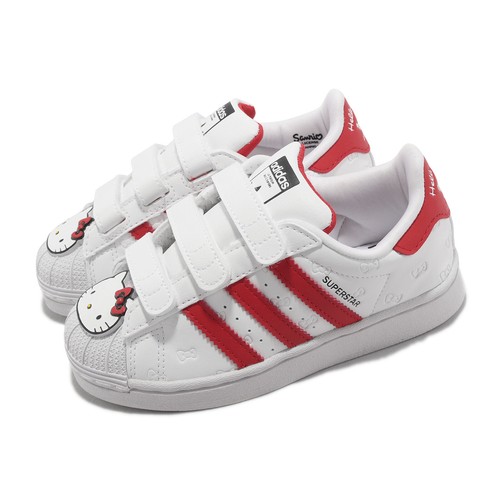 

adidas Hello Kitty x Superstar CF C Белая красная детская повседневная обувь для дошкольников GV8865, Белый, Superstar Cf C