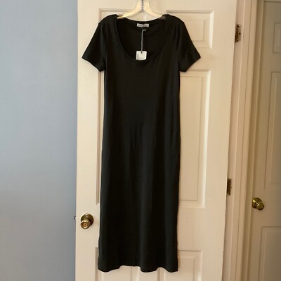 Barefoot Dreams Malibu Collection Organic Cotton Ribbed Dress Gray Midi S NWT