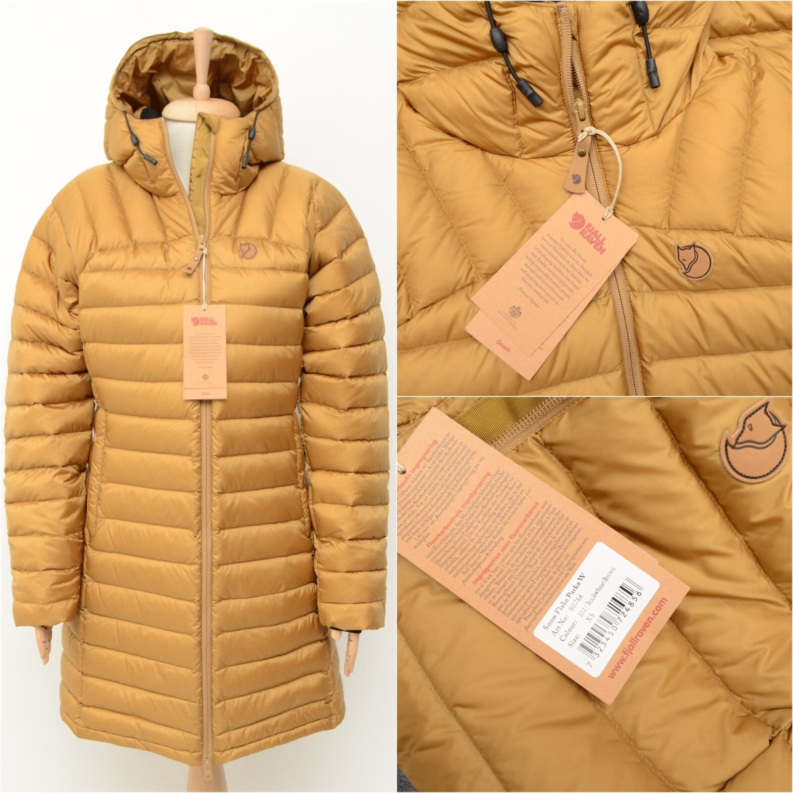 Pre-owned Fjall Raven Women's Fjallraven Snow Flake Parka Down Jacket Coat Buckwhear Brown Size Xs