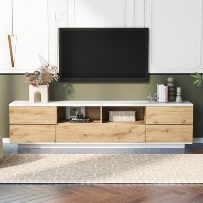 Modern TV Stand for TVs up to 80'', Multi-Functional Storage Media Console