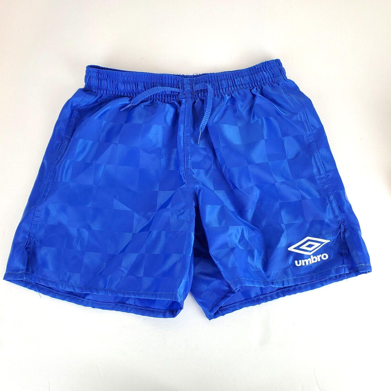 Umbro Youth NWT Shiny Bright Blue Check Soccer Shorts Size