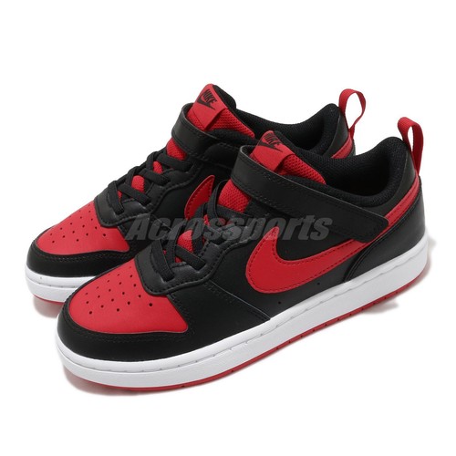 

Детские дошкольные кроссовки Nike Court Borough Low 2 PSV Bred Black Red White BQ5451-007, Черный, Court Borough Low 2 Psv