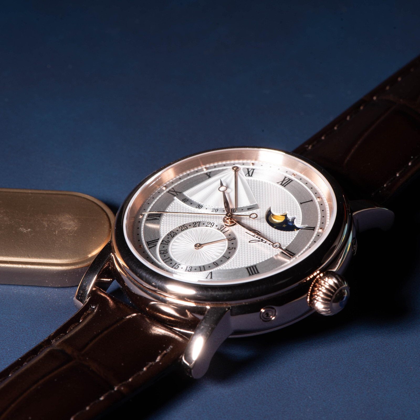 Pre-owned Sugess Moonphase Master High Beat Mechanical Mens Watch Seagull 1963 Su2153gw