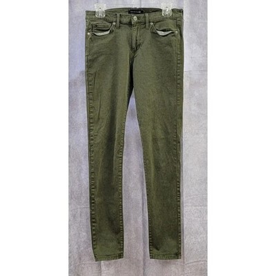 Banana Republic Skinny Jeans 28L Olive Green Stretch Denim Long