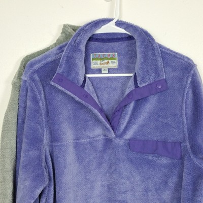Set of 2 Jachs Cabin Sz XL Mock Neck T Snap Purple Gray Fleece Pullover Sweater