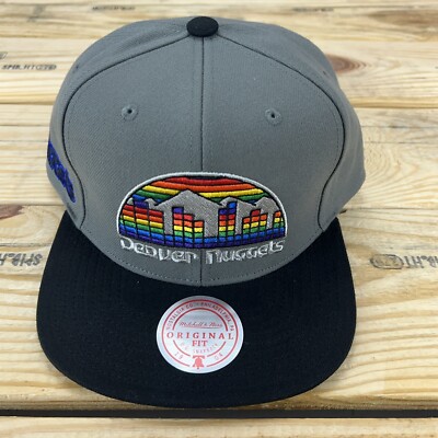 Denver Nuggets Mitchell & Ness Grey Black Blue ''Storm Front'' Snapback Hat