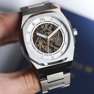 THOMAS EARNSHAW THOMAS EARNSHAW DRAKE SKELETON AUTOMATIC SILVER WATCH - BRAND