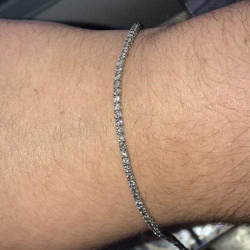 Dainty 10k White Gold Diamond Tennis Bracelet, 9 Inches