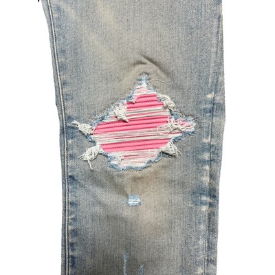 Pre-owned Amiri Mx1 Pink Ultrasuede Jeans Clay Indigo In Blue