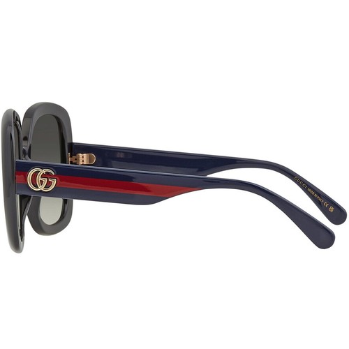 Pre-owned Gucci Women's Sunglasses Gradient Grey Nylon Lens Black Square Frame Gg0713s 001 In Gray