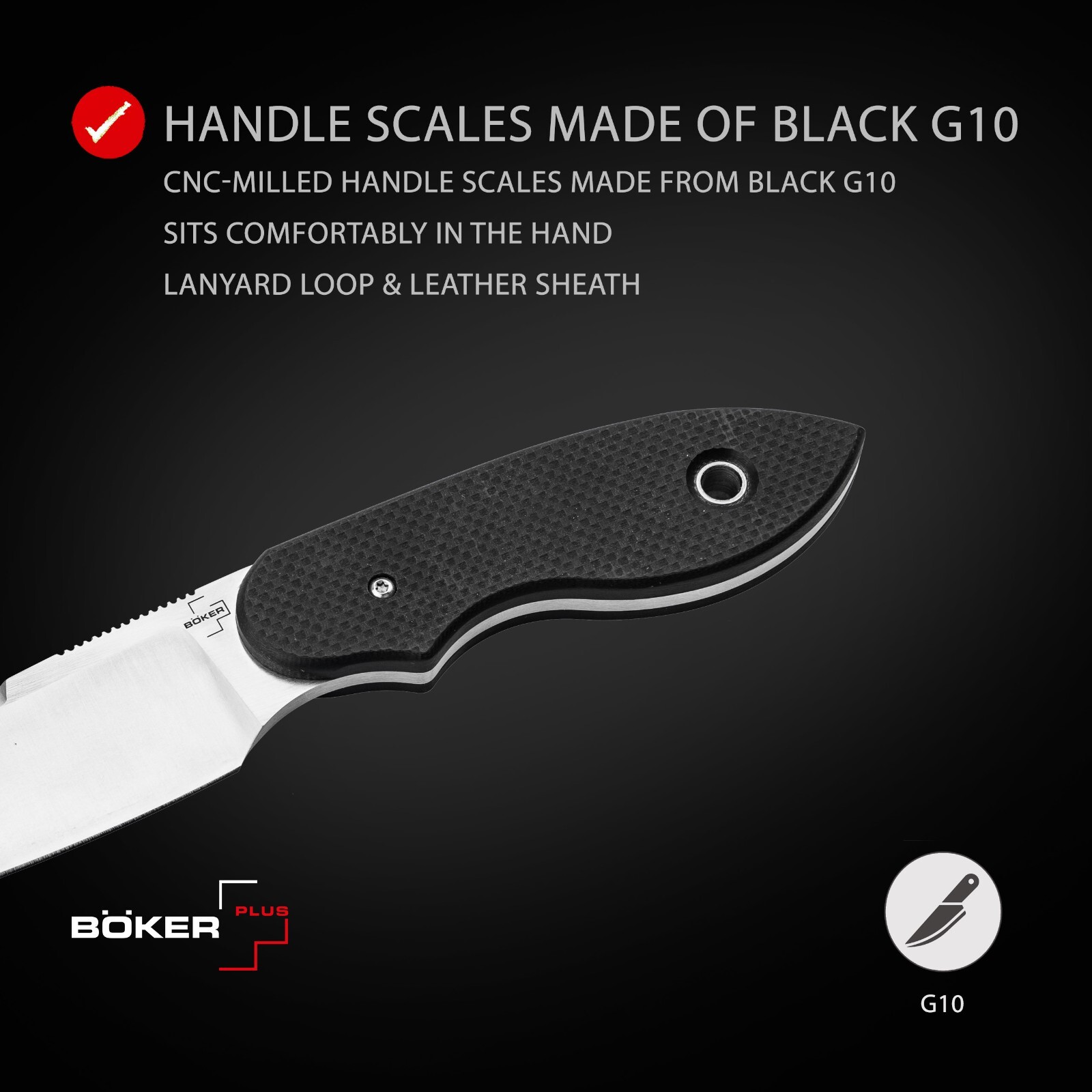 Boker Plus Trailmate Fixed Knife 3.46" Blade Nitro-V G10 Handle EDC ✔️ 02BO097