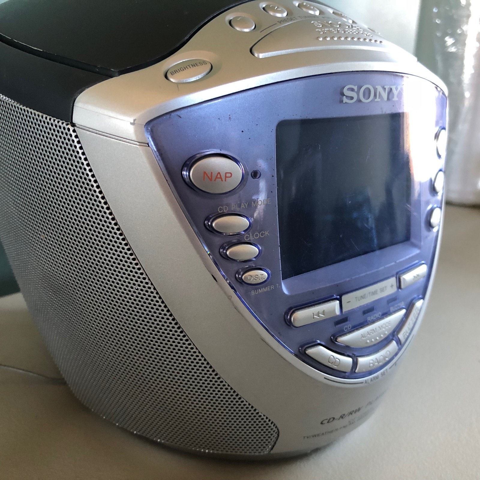 Sony Dream Machine Purple Radio/CD Player AM/FM/Weather Alarm Clock Music Tested