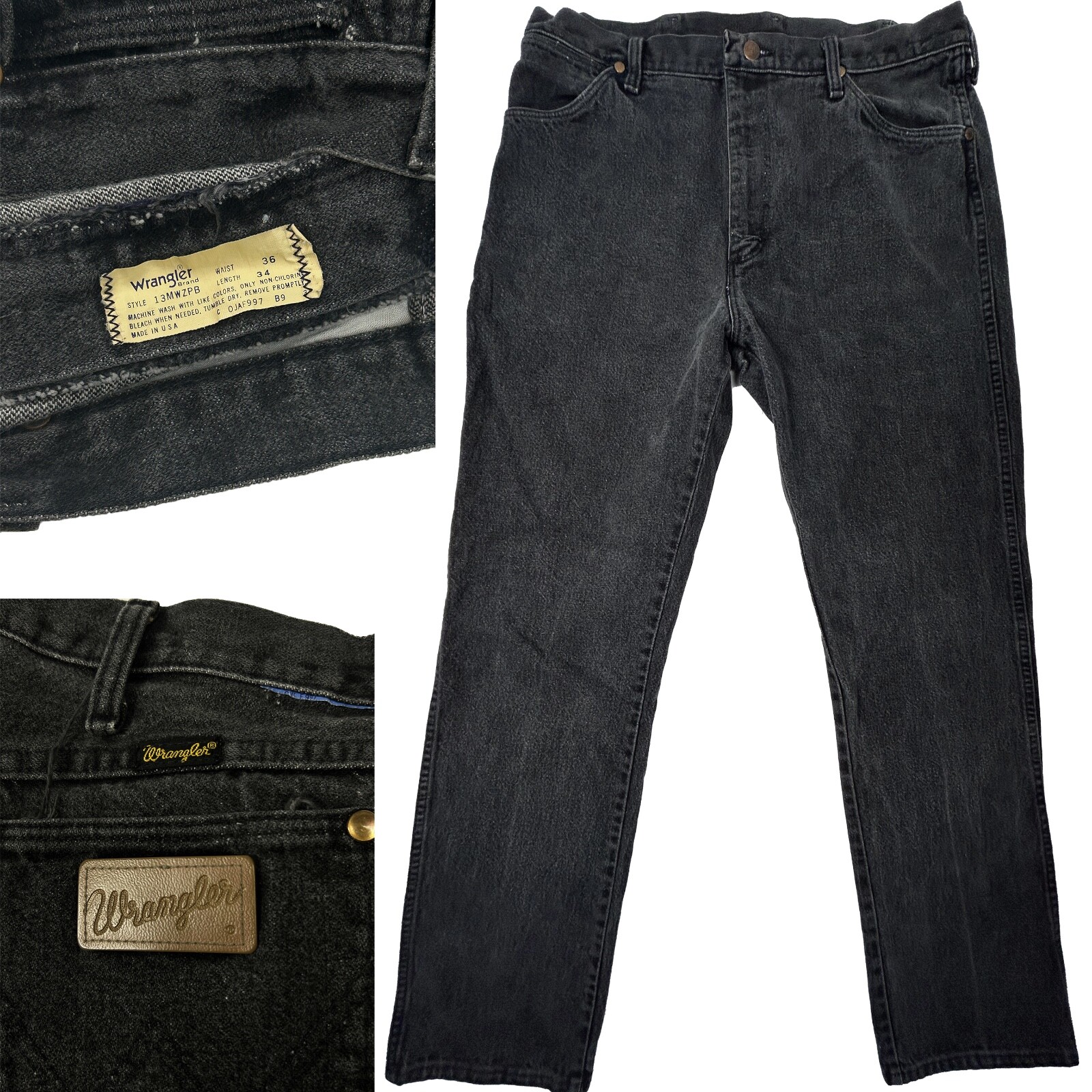 017 Vintage Wrangler 13MWZPB Black Cowboy Cut Jeans Mens 36 017 Vintage Wrangler 13MWZPB Black Cowboy Cut Jeans Mens 36