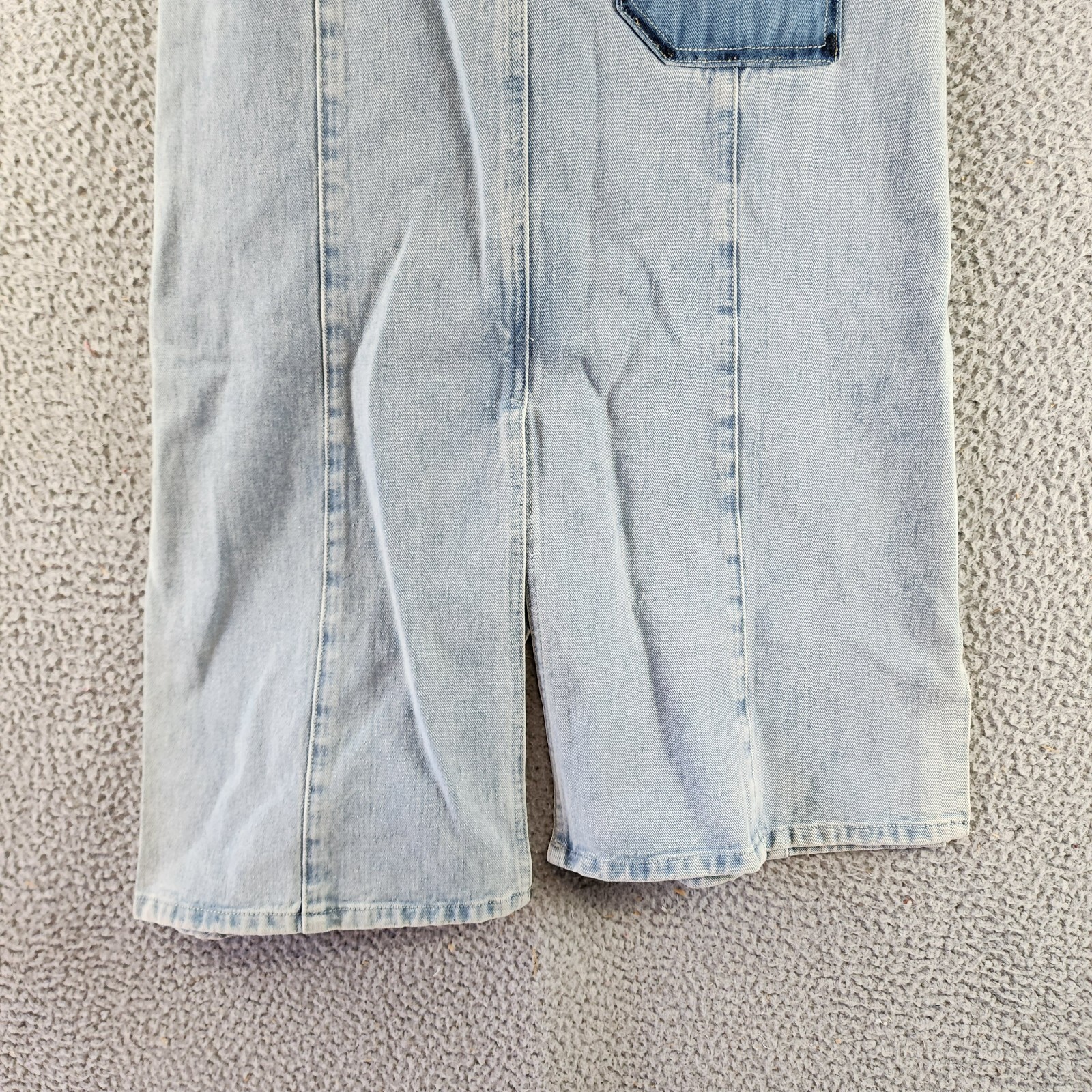 Gracia Straight Cut Midi Denim Skirt Women's L Blue Side Pockets Button Zip - Picture 15 of 17
