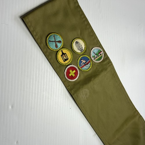 BSA Olive Green Sash with 6 Merit Badges 30