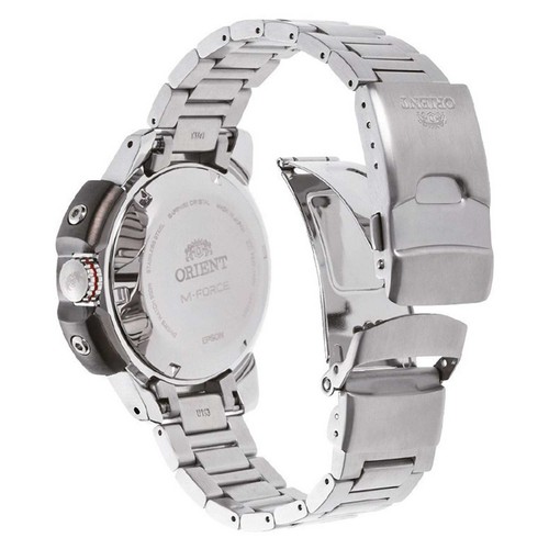Pre-owned Orient Men's Watch M-force Automatic Dive Blue Dial Bracelet Ra-ac0l07l00b