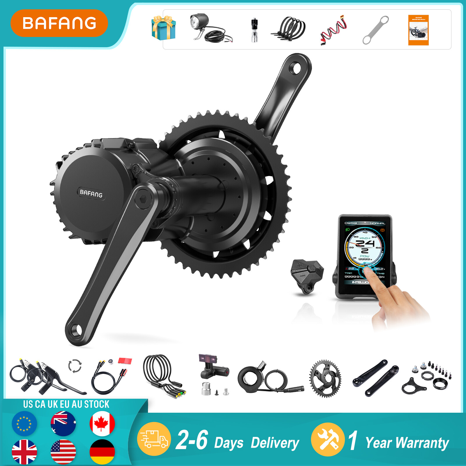 48V1000W Bafang Mid Drive Motor Kits 68-120mm BBSHD BBS03 DIY Ebike Conversion
