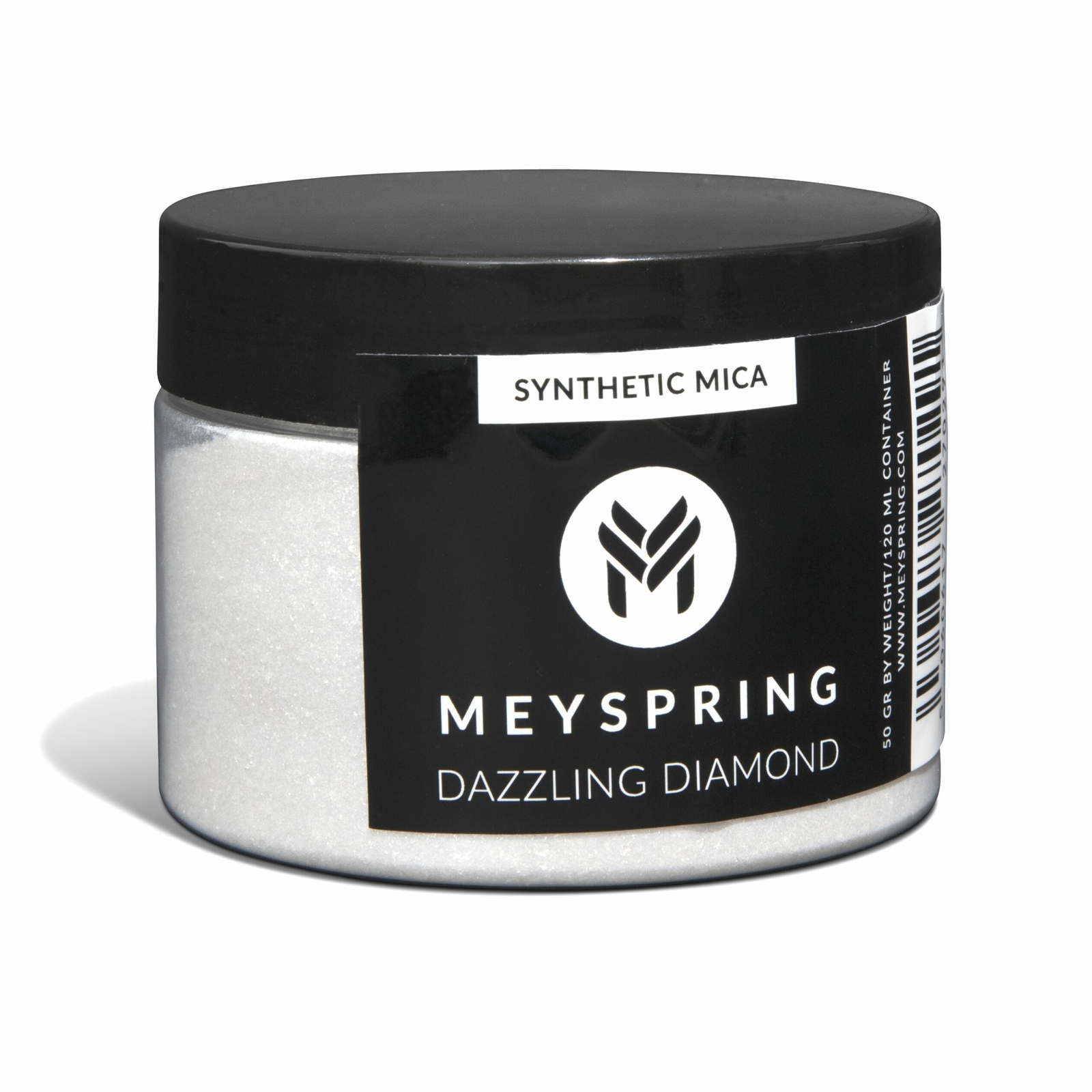 MEYSPRING Dazzling Diamond White Fine Glitter Powder 50g - Synthetic Mica Powder
