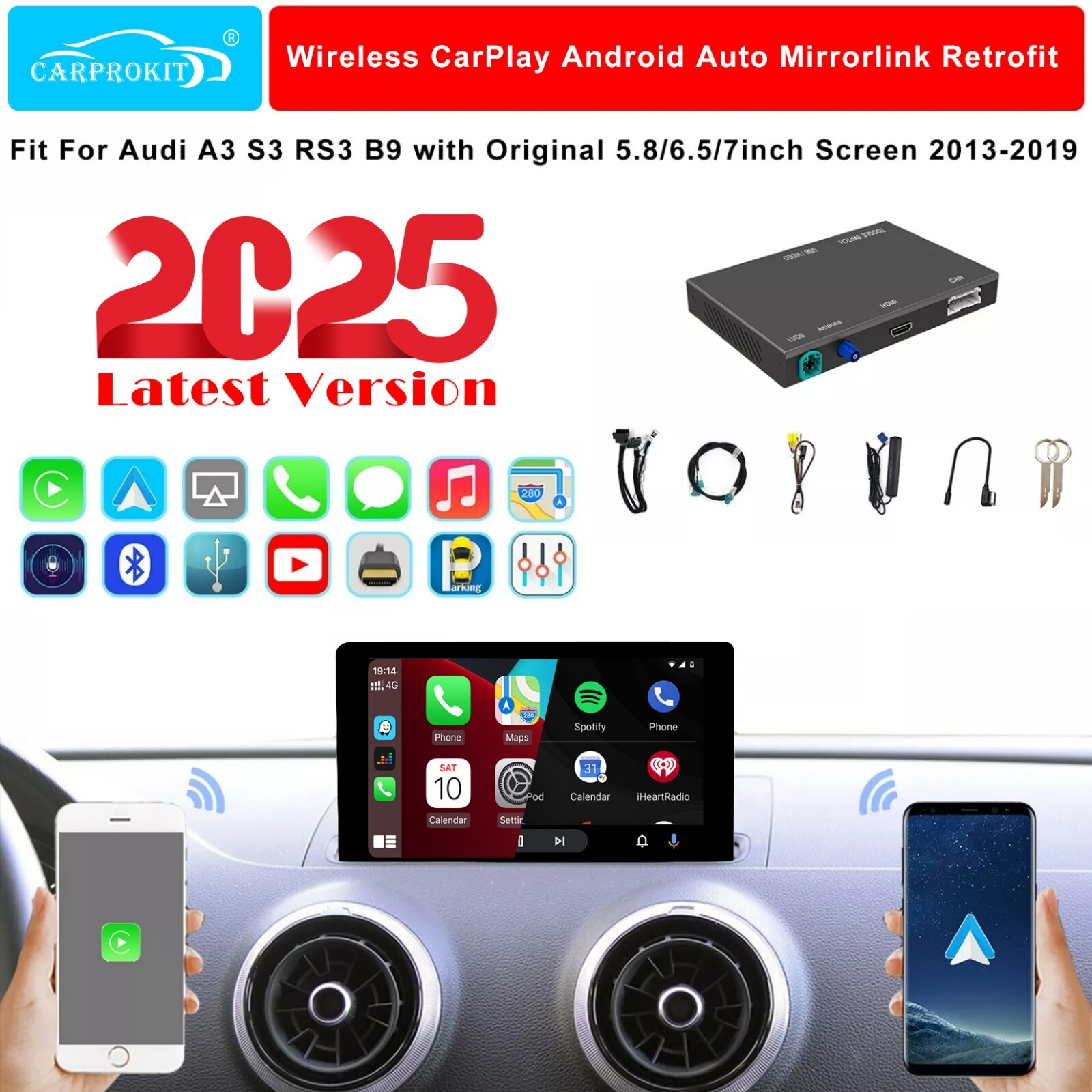 Wireless CarPlay Android Auto Retrofit Kits Fit for Audi A3
