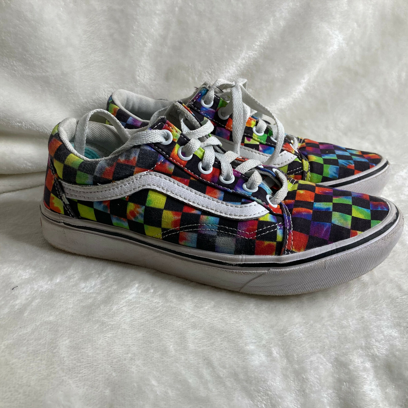 Vans Comfycush Old Skool Tie-Dye Checker Sneakers Skate Sz