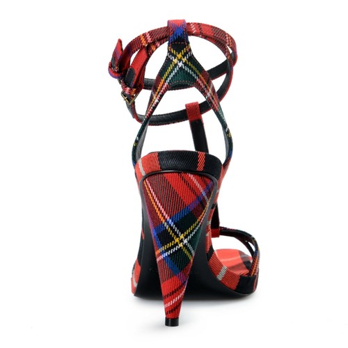 Pre-owned Burberry "london" Women's Canvas Check Ankle Strap High Heels Sandals Shoes In Multicolor