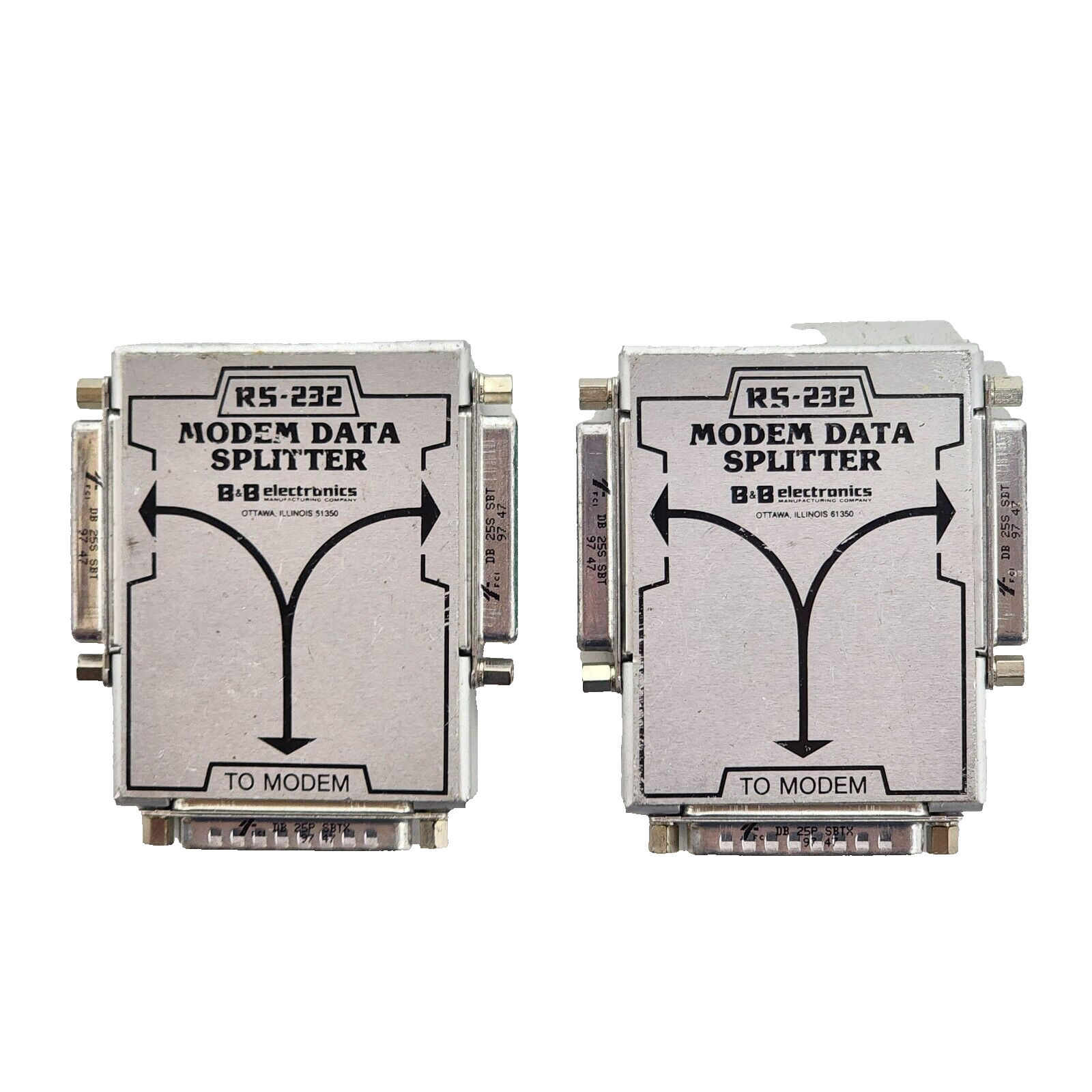B&B Electronics RS-232 Modem Data Splitter USED. LOT OF-2 UNITS.