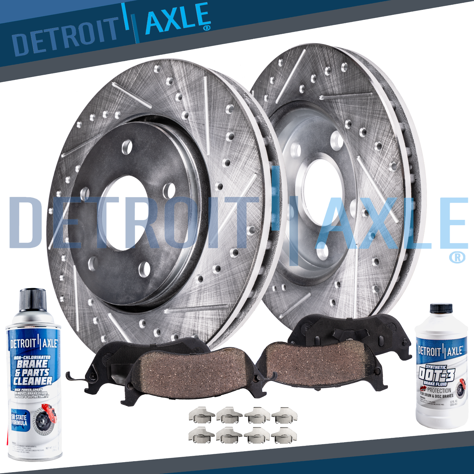 Front Drilled Slotted Rotors + Ceramic Brake Pads Kit for 2001-05 BMW 325xi 325i
