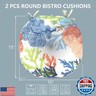 LVTXIII Outdoor Seat Cushions All Weather Patio Chair Pads with Ties, Comfortable Round Bistro Chair Cushions for Home Office and Patio Garden Furniture Decoration 15”x15”, Set of 2, Coral Multi