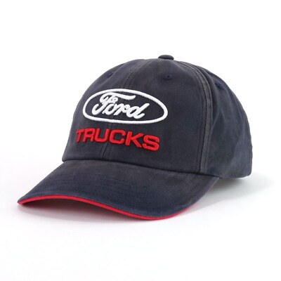 CHECKERED FLAG SPORTS FORD TRUCKS LOGO NAVY BLUE CHEMICAL WASHED EMBROIDERED HAT