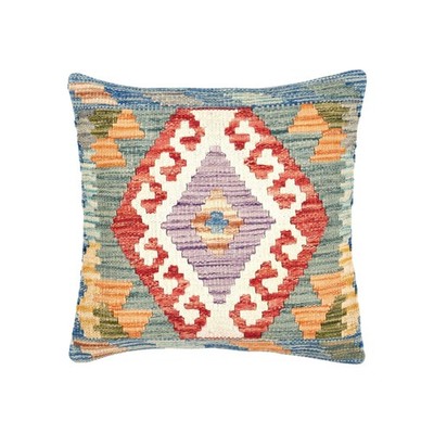 NavaRugs Kelim Kissen 44x45cm Afghan Handgewebt Wolle Kissenbezug Kilim Pillow