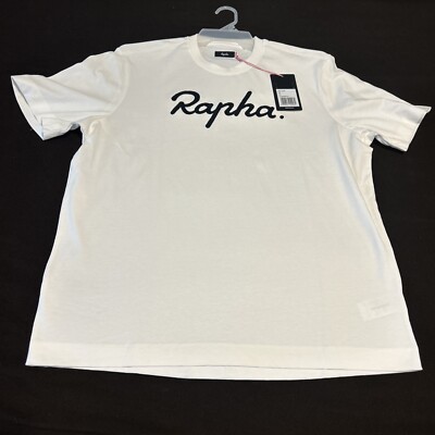 RAPHA Men s LOGO T-SHIRT Short Sleeve Crew Neck XL White With Black Logo