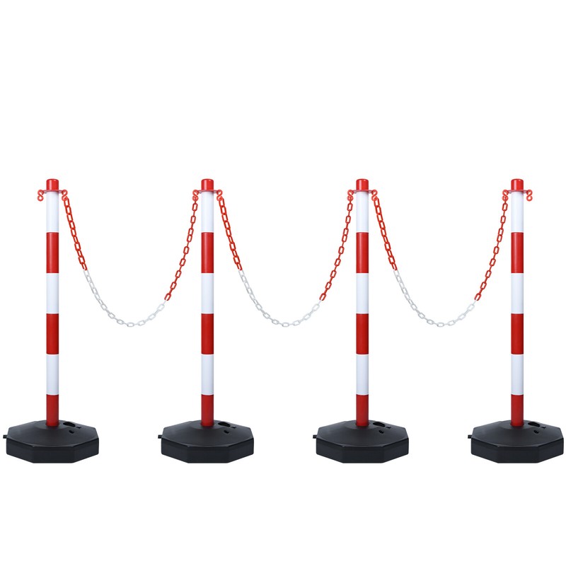 2/4er Absperrpfosten Sperrpfosten Poller Kettenpfosten Mit 1,4m Kette Standfuß