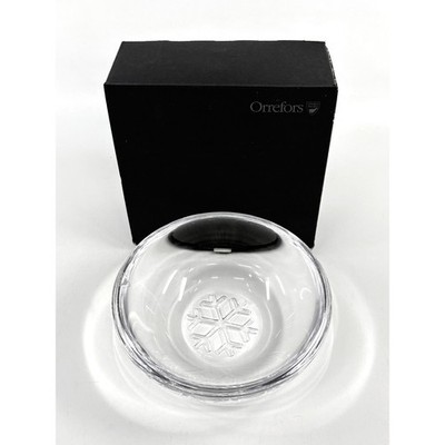 Orrefors Sweden Crystal Sweetie Bowl Snowflake 6573073 Clear Glass Boxed