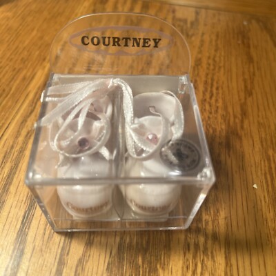 Russ Berrie Name Porcelain Baby Girl Booties Ornament Courtney See Details