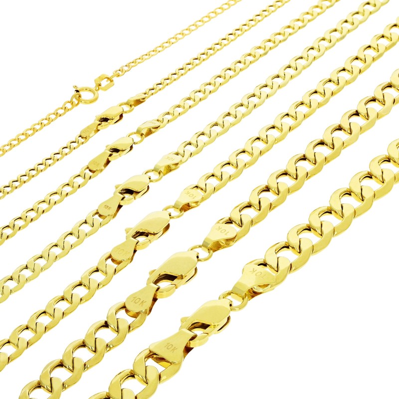 10k Yellow Gold 2mm-7.5mm Curb Cuban Chain Link Necklace Or Bracelet 7