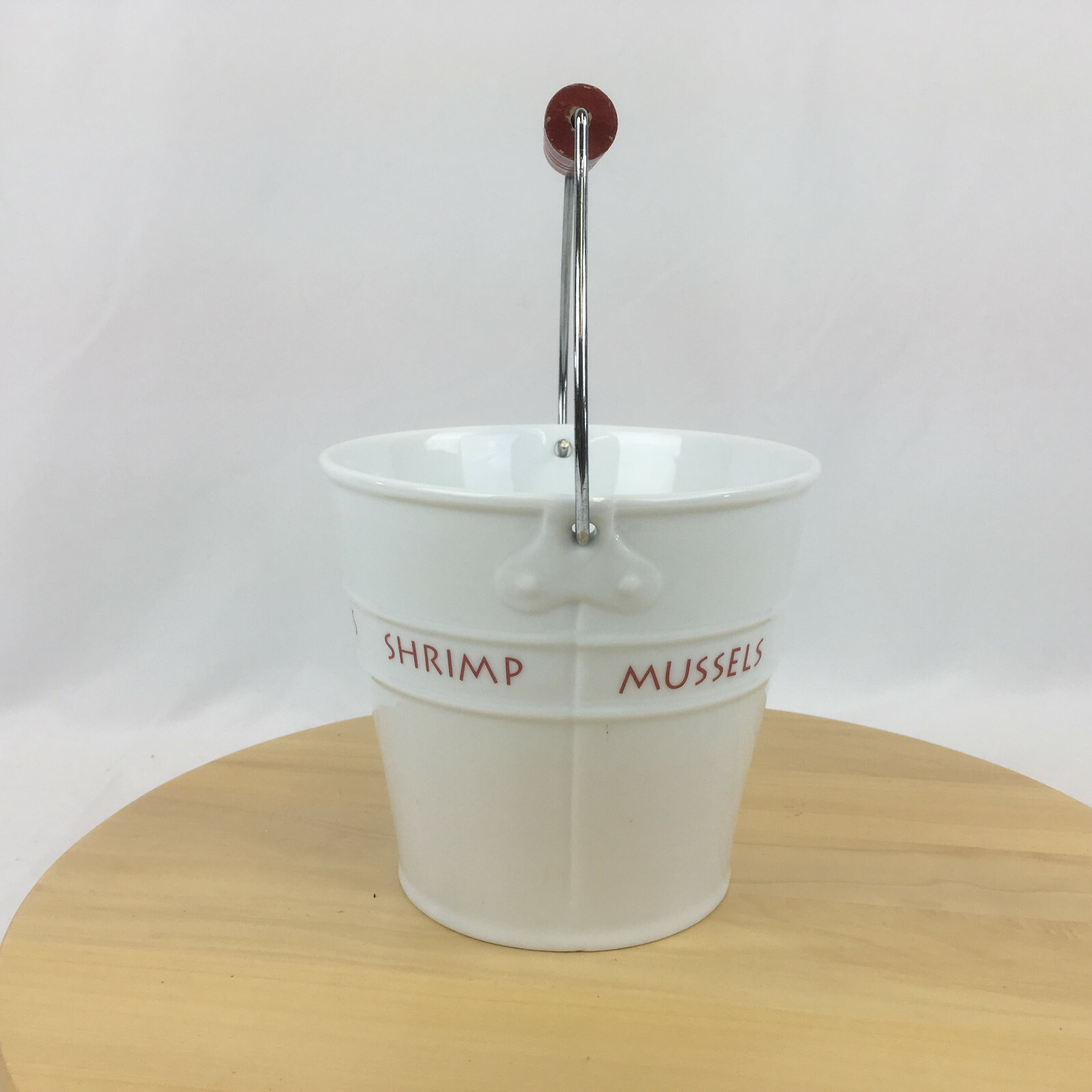 Crate & Barrel Seafood Bucket Handled Serving Pail 2004 #395-102 clams shrimp