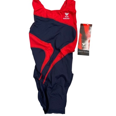 TYR Durafast YOUTH Alliance T-Splice MaxBack 1pc Swimsuit Red Size 26 - $70