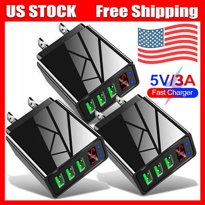 3PACK 3 Port Fast Quick QC 3.0 USB Hub Wall Charger Power Charge Adapter US Plug
