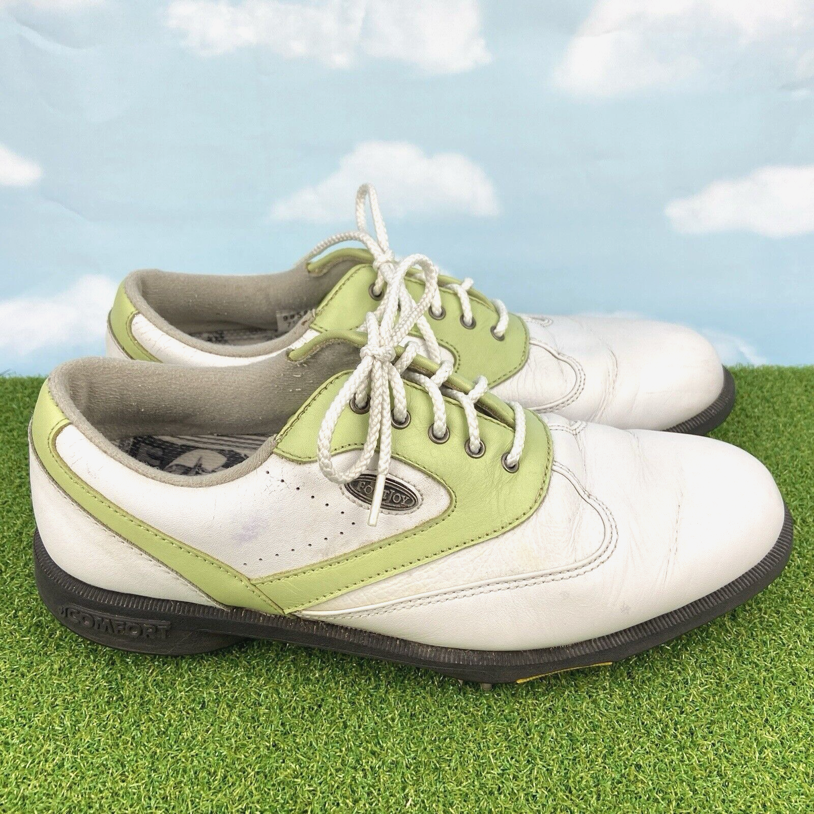 ゴルフシューズ　レディース　　　FOOTJOY COMFORT Footjoy 98581 Golf Shoes Womens Size 7.5 M White Green