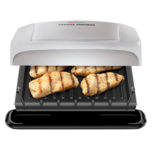 4-Serving Removable Plate Grill and Panini Press, Platinum NEW