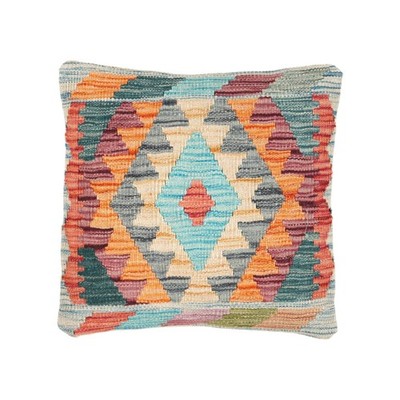 NavaRugs Kelim Kissen 46x45cm Afghan Handgewebt Wolle Kissenbezug Kilim Pillow