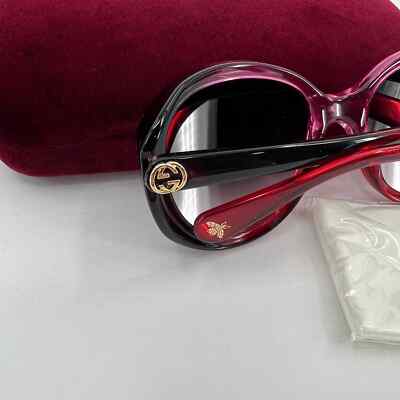 Pre-owned Gucci Gg Oversized Round Logo Sunglasses Womens Pink Black Gg0368s Retro 70s 80s In Purple