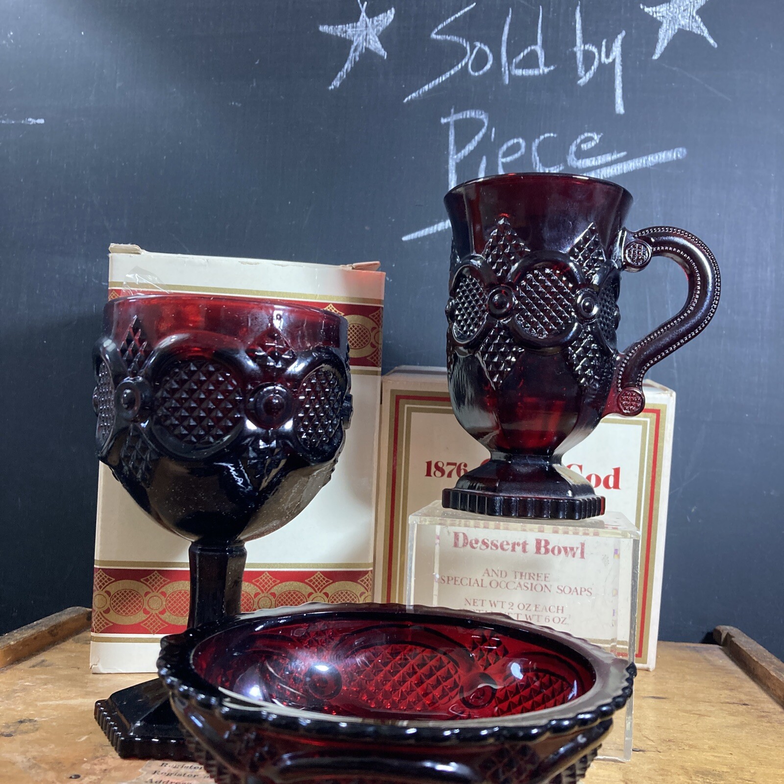 Avon 1876 Cape Cod Collection Ruby Red Cut Glass Various