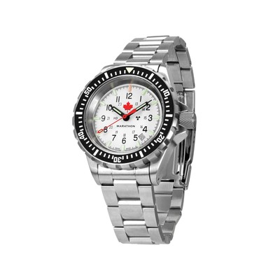 Pre-owned Marathon 41mm Arctic Red Maple Large Divers Automatic (gsar) With Stainless Stee