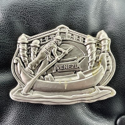 ITALY METAL FRIDGE MAGNET VENICE GONDOLA UNDER THE BRIDGE VENEZIA SOUVENIR 