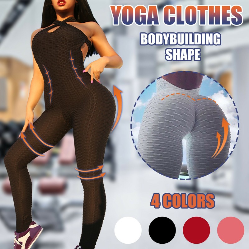 Women's  Sports Yoga Suit Criss-Cross Vest One Piece  Yoga  Suit Women's Sets .