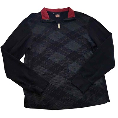Point Zero Pullover Sweater Quarter Zip Medium Red Gray Black