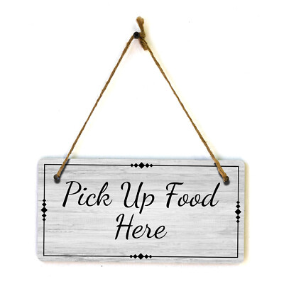 Pick Up Food Here 5x10 Hanging Plus Wall or Door Sign | Restaurant Signage