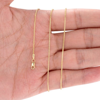 NURAGOLD 14K YELLOW GOLD SOLID 1.2MM MENS SPIGA WHEAT FRANCO PENDANT NECKLACE CHAIN 28"